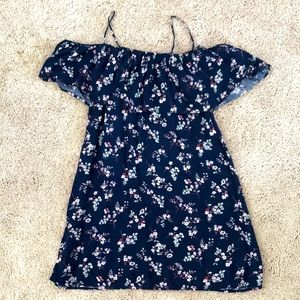 Blue floral print dress